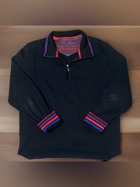 Robert Graham x Tom James Pullover Sweater Mock Neck Mens Size M Black 1/4 Zip